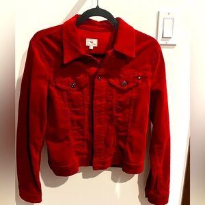 Like New AG Denim Style jacket in red corduroy Sz L.